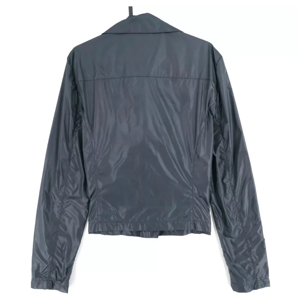 FIORUCCI Dark Grey Biker Jacket Cropped Rain Coat Lightweight size IT42 or US8